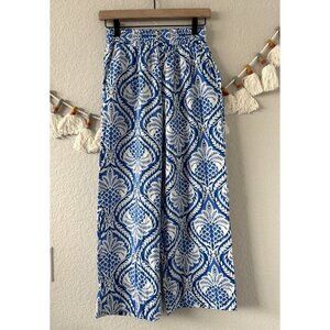 Panama Jack Linen Blend Pineapple Floral Wide Leg Pull On Pant Tropical Coastal